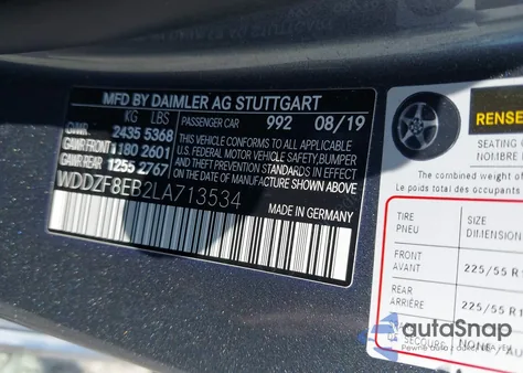 2020 Mercedes-Benz E 350 4Matic z USA, uszkodzony, nr VIN WDDZF8EB2LA713534